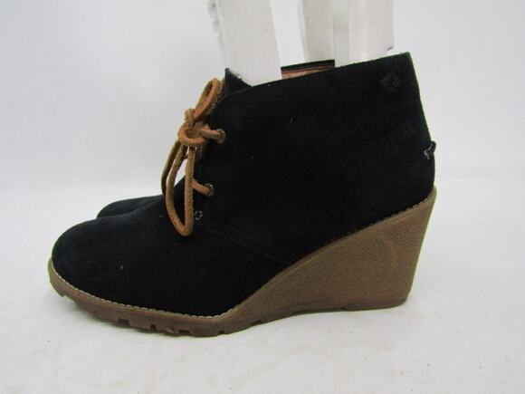 SPERRY Shoes - Sperry Top Sider Womens Sz 9 M Black Suede Lace Up Ankle Fashion Boots Bootie